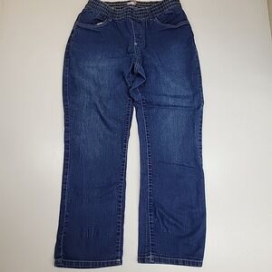 Carols‎ Denims Jeans Mid Rise Medium Rise Medium Wash Straight Leg Elastic Waste